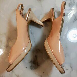 BANDOLINO WOMEN'S MELT PEEP TOE PATENT SLINGBACK/ PINK/ TAUPE - Women's Size 10M